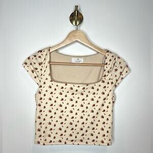 Live in the Moment Rose Print Crop Top Square Neck